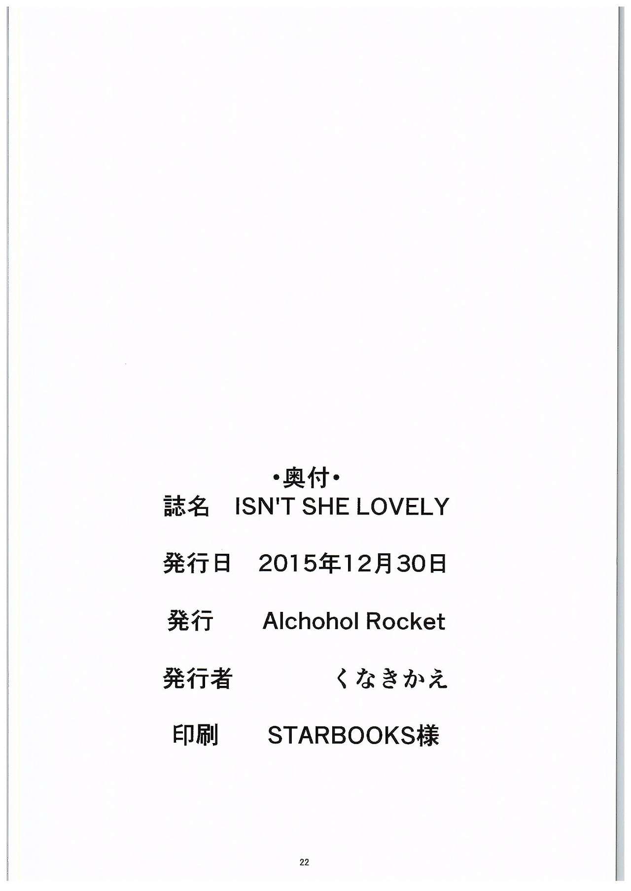 (C89) [Alchohol Rocket (Kunakikae)] ISN'T SHE LOVELY (Kantai Collection -KanColle-) (C89) [Alchohol Rocket (くなきかえ)] ISN'T SHE LOVELY (艦隊これくしょん -艦これ-)