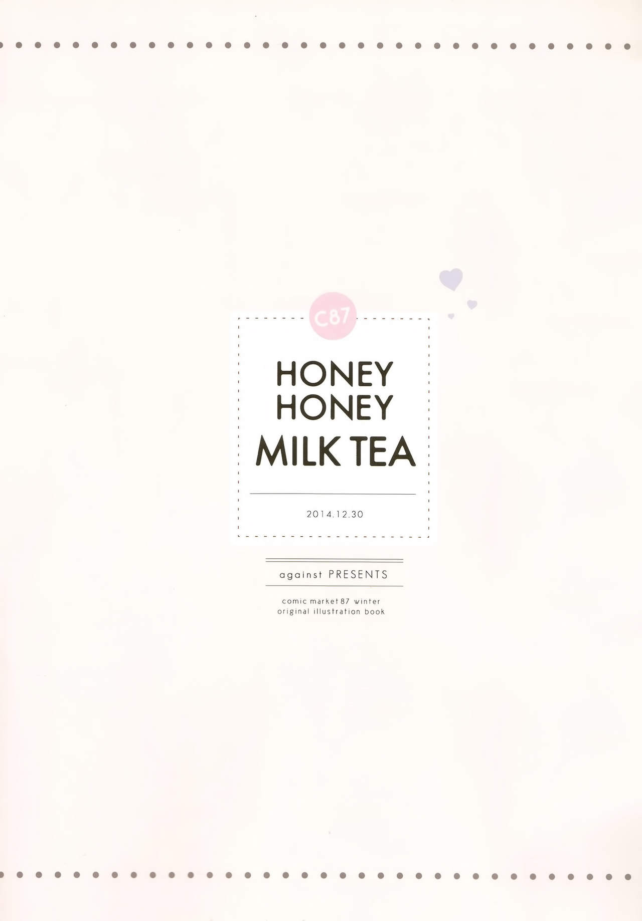 (C87) [against (Sumii)] HONEY HONEY MILK TEA [Chinese] [绅士仓库汉化] (C87) [against (すみい)] HONEY HONEY MILK TEA [中国翻訳]